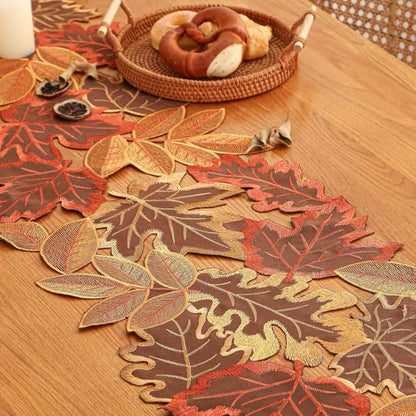 AureliaTable - Autumn Leaves Embroidered Table Runner