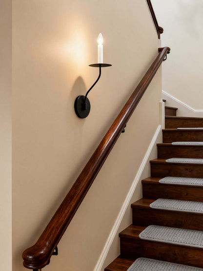 Sculptural Candelabra Sconce 29-Inch Brass or Black Metal E14 Socket Accent Fixture for Bedroom Hallway Entryway Ambient Glow Home Décor