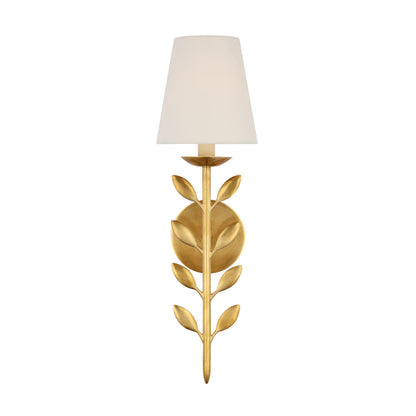 Slim Upright Fabric Sconce Light 20 Inches Tall for Powder Room Mirror Vanity Hallway Accent Walls Dimmable Socket Antique Metal