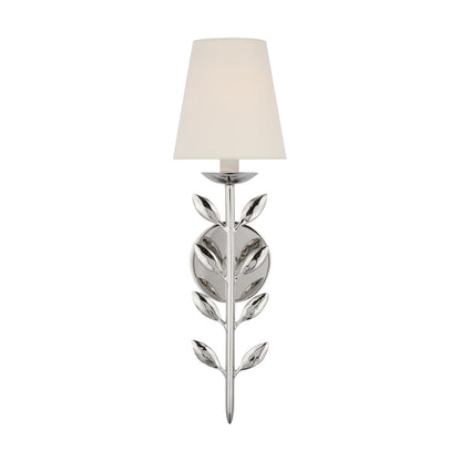 Slim Upright Fabric Sconce Light 20 Inches Tall for Powder Room Mirror Vanity Hallway Accent Walls Dimmable Socket Antique Metal