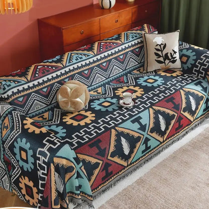 Azen Sofa Cover - Microfiber Blend, Bohemian Aztec Design
