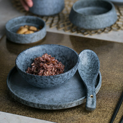 Azur Stoneware Ceramic Dinnerware – Vintage Ash Gray Design for Elegant Dining