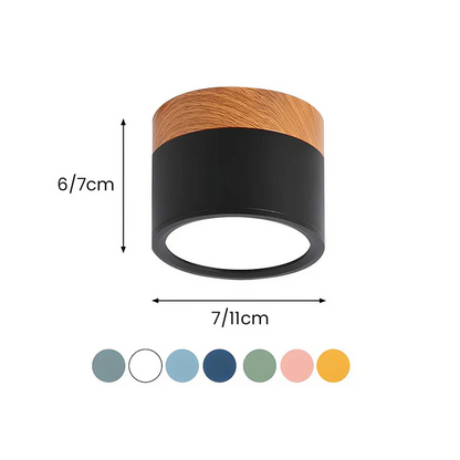Modern Ceiling Light | Minimalist Aluminum Fixture with Wood Accent | Focused Lighting for Stylish Interiors