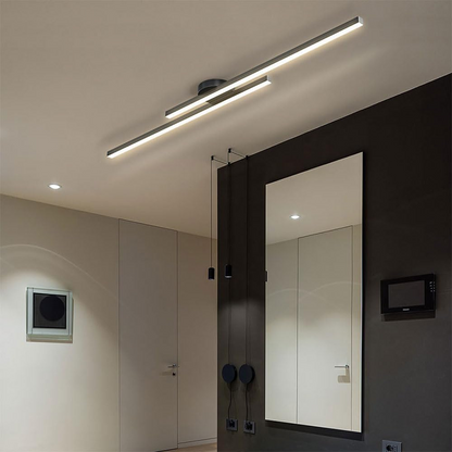Flush Mount LED Overhead Light | Black Aluminum Linear Low-Profile Fixture for Bedrooms, Entryways & Compact Spaces | Modern Minimalist Desi