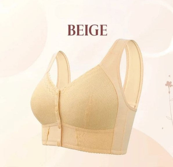 Front-Closure Wireless Bra Soft Cotton Support Women's Everyday Comfort Hook Clasp No-Underwire Plus Size Full Coverage