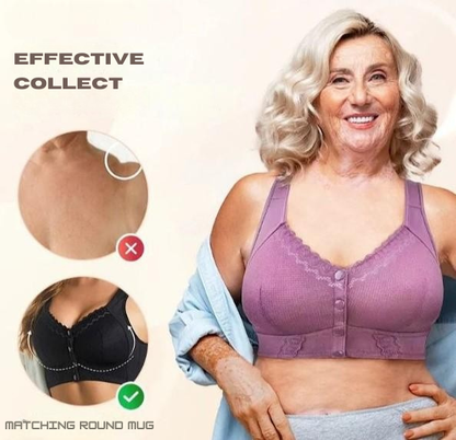Front-Closure Wireless Bra Soft Cotton Support Women's Everyday Comfort Hook Clasp No-Underwire Plus Size Full Coverage