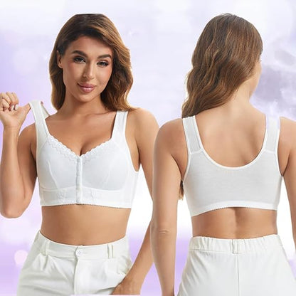Cotton Front-Closure Wireless Support Bra for Women | Everyday Comfort Bralette with Easy Front Hook | Soft Breathable Full Coverage Bra | P