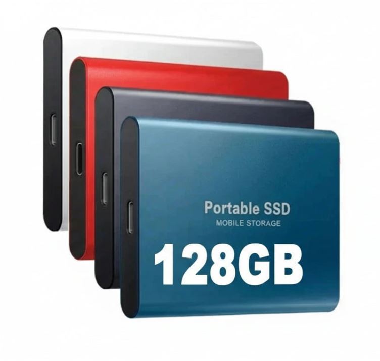Portable SSD Drive 128GB USB 3.1 Type-C External Solid State Storage for Laptops Computers Mac PC Fast Data Transfer Backup