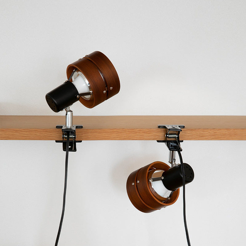 Wooden Plug-In Sconce 6×4 Inch Walnut Finish LED Compatible Accent Lighting E26 Base for Bedrooms Hallways Reading Nooks Minimalist Japanese