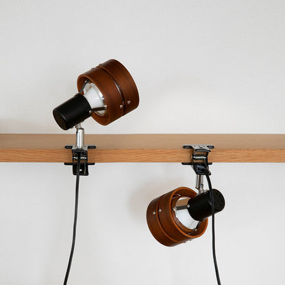 Japanese-Style Clip-On Wall Sconce with Wooden Shade and Round Design for Bedroom or Living Room Accent Lighting