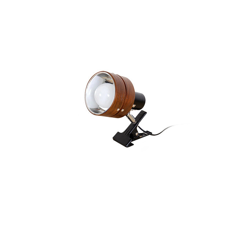 Japanese-Style Clip-On Wall Sconce with Wooden Shade and Round Design for Bedroom or Living Room Accent Lighting