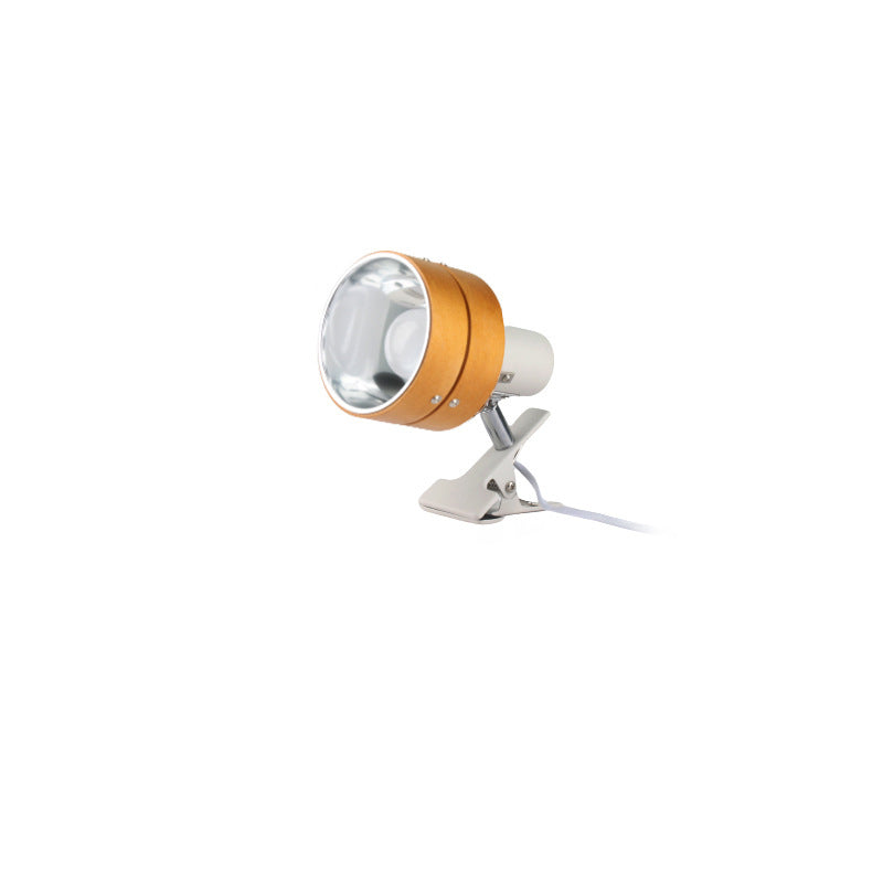 Japanese-Style Clip-On Wall Sconce with Wooden Shade and Round Design for Bedroom or Living Room Accent Lighting