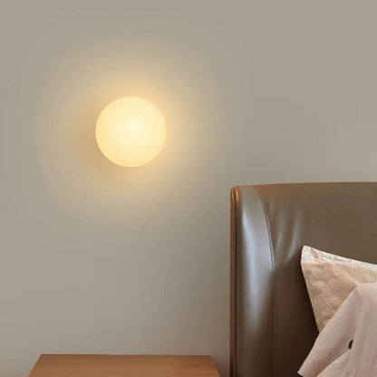 Spherical Glass Wall Light Fixture White Hardwired Single Bulb Sconce for Bedroom Hallway Entryway Ambient Lighting