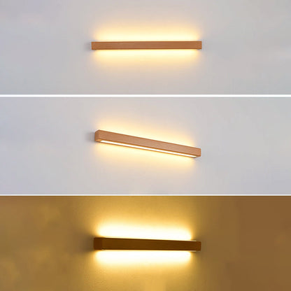 Minimalist Wooden LED Vanity Light Bar - Slim Profile Hardwired Bathroom Mirror Lighting for Modern Spaces