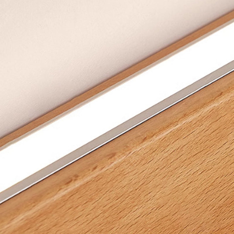 Minimalist Wooden LED Vanity Light Bar - Slim Profile Hardwired Bathroom Mirror Lighting for Modern Spaces