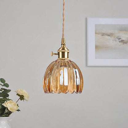 Glass Pendant Light with Brass Accents & Color Options for Dining Room, Living Room, Bedroom