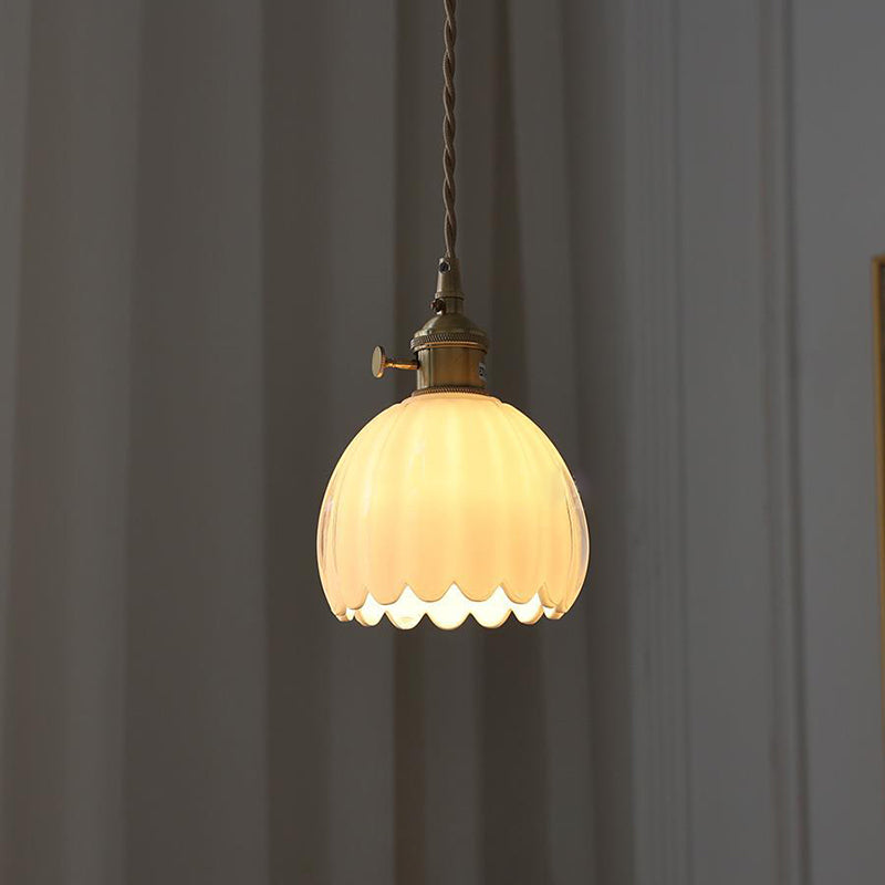 Glass Pendant Light with Brass Accents & Color Options for Dining Room, Living Room, Bedroom