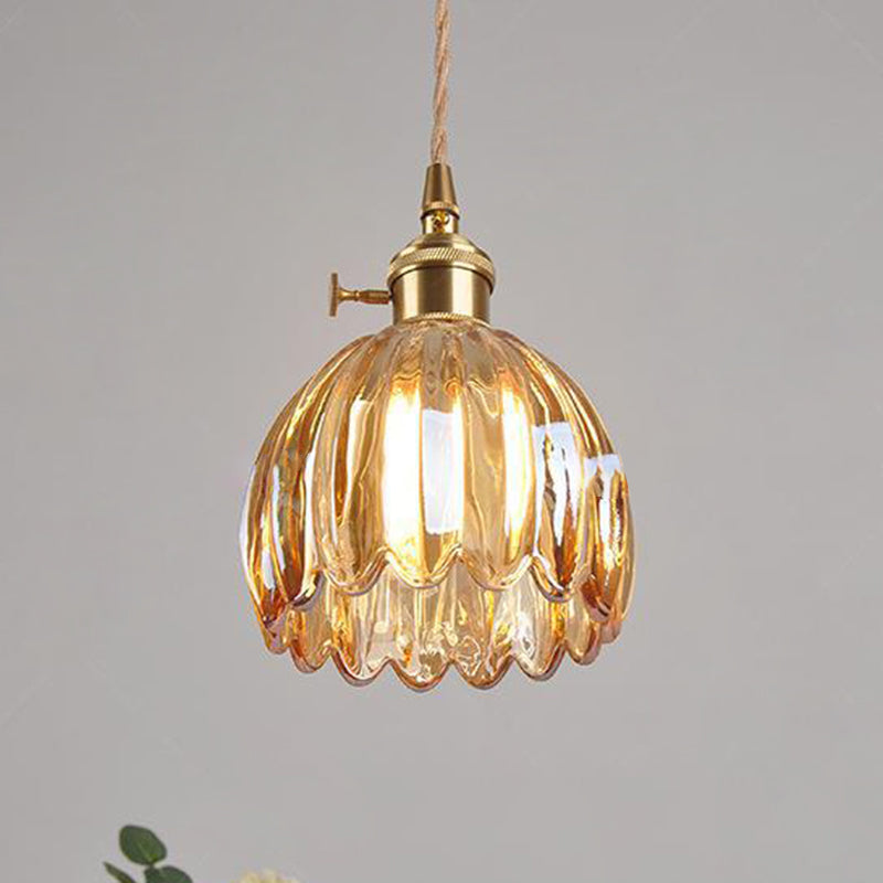 Glass Pendant Light with Brass Accents & Color Options for Dining Room, Living Room, Bedroom