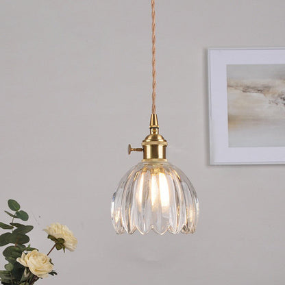 Glass Pendant Light with Brass Accents & Color Options for Dining Room, Living Room, Bedroom