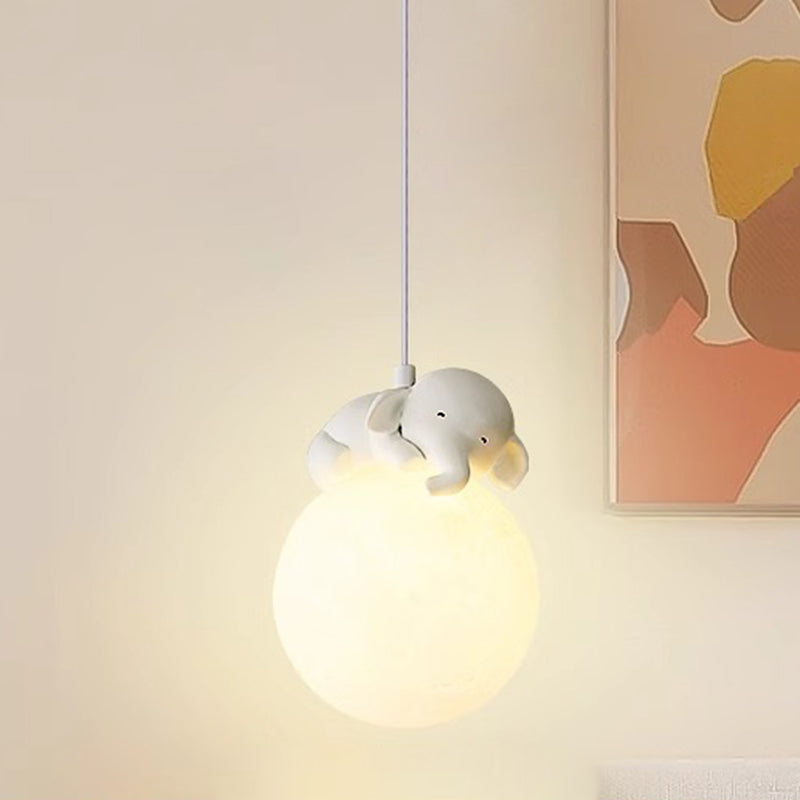 White Pendant Light with Animal Shapes for Kids Room, Adjustable G9 Socket Ceiling Lamp for Nursery Bedroom