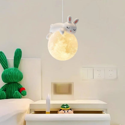 White Pendant Light with Animal Shapes for Kids Room, Adjustable G9 Socket Ceiling Lamp for Nursery Bedroom