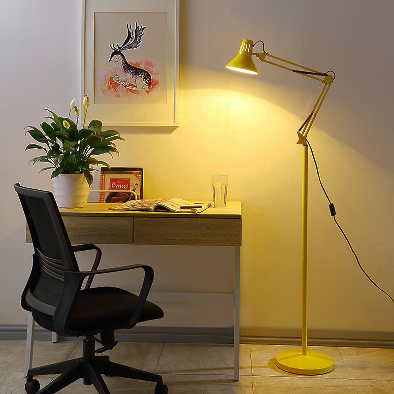 Adjustable Iron Standing Lamp 43 in Tall Black White Red Yellow E26 Base for Bedroom Living Room Office Reading Light Modern Minimalist Nord