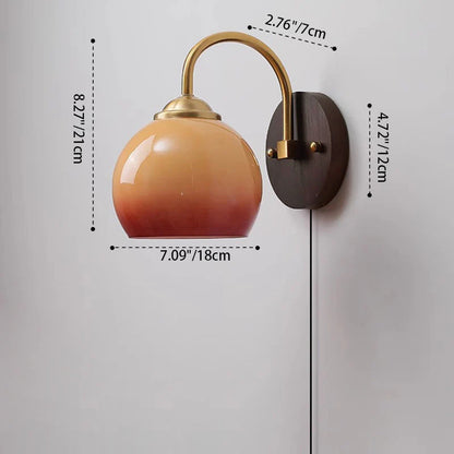 Ash Wood Sconce with Glass Shade Natural Hardwood Fixture E26 Socket Bedroom Hallway Reading Light Warm Ambient Lighting