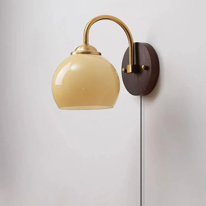 Ash Wood Sconce with Glass Shade Natural Hardwood Fixture E26 Socket Bedroom Hallway Reading Light Warm Ambient Lighting