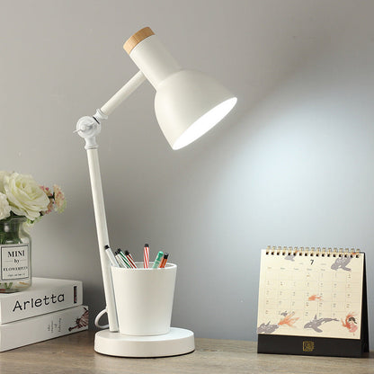 Solid Wood & Iron Desk Lamp with E26 Socket – Scandinavian Style Reading Light for Bedroom, Office & Living Room