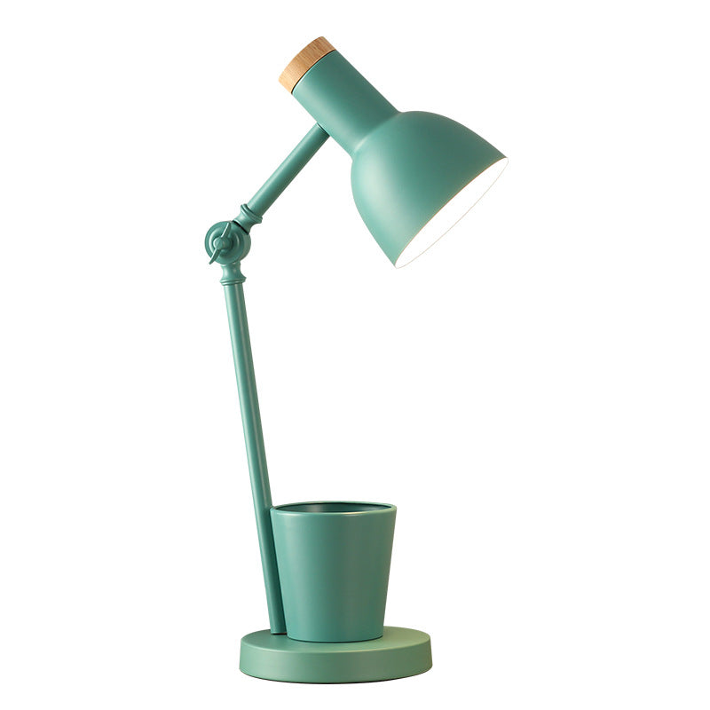 Solid Wood & Iron Desk Lamp with E26 Socket – Scandinavian Style Reading Light for Bedroom, Office & Living Room