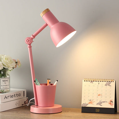 Solid Wood & Iron Desk Lamp with E26 Socket – Scandinavian Style Reading Light for Bedroom, Office & Living Room