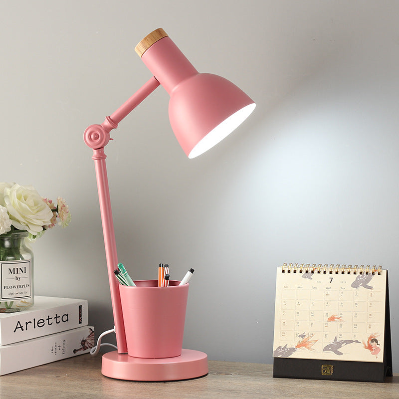 Solid Wood & Iron Desk Lamp with E26 Socket – Scandinavian Style Reading Light for Bedroom, Office & Living Room