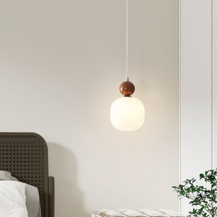 Glass Pendant Light G9 Socket Scandinavian Design Adjustable Cord Resin Frame Modern Ceiling Fixture for Dining Room Bedroom Kitchen