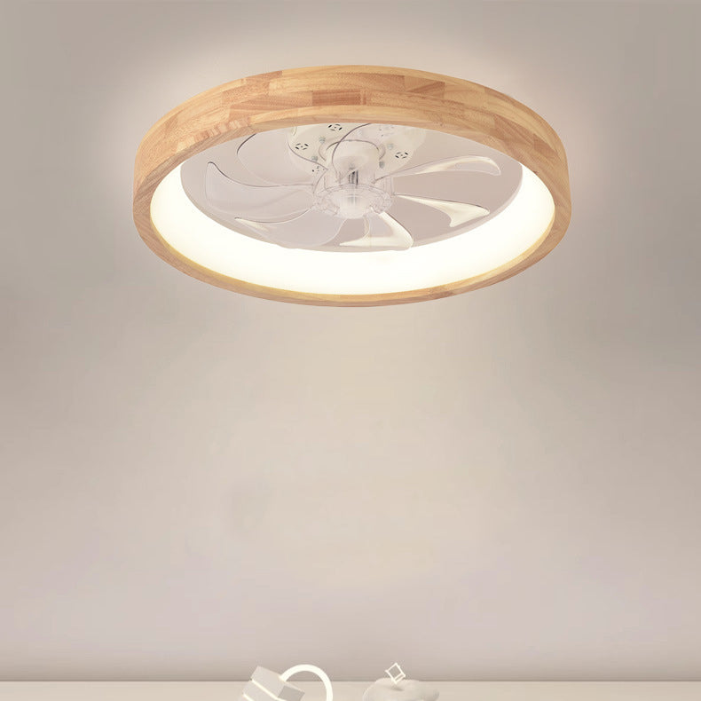 Wood Ceiling Fan with Light 20 Inch LED Fixture for Bedroom Living Room Quiet Modern Japanese Style Home Ventilation Lighting