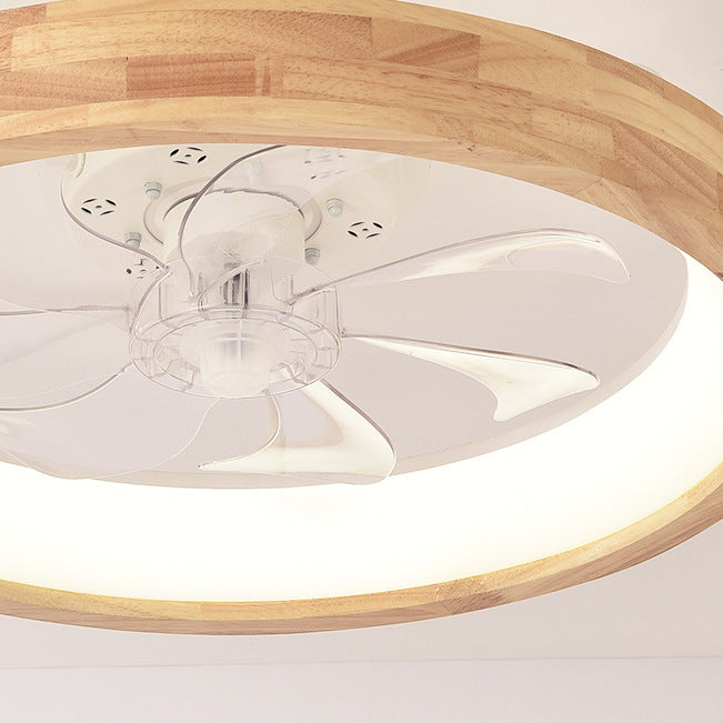 Wood Ceiling Fan with Light 20 Inch LED Fixture for Bedroom Living Room Quiet Modern Japanese Style Home Ventilation Lighting