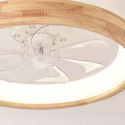 Wood Ceiling Fan with Light 20 Inch LED Fixture for Bedroom Living Room Quiet Modern Japanese Style Home Ventilation Lighting