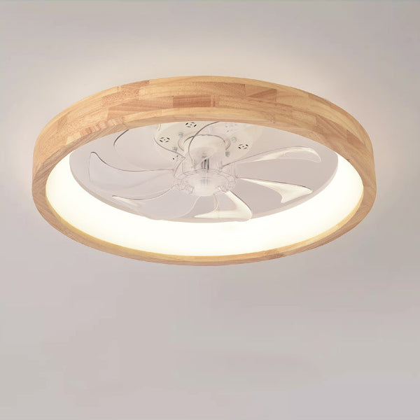 Wood Ceiling Fan with Light 20 Inch LED Fixture for Bedroom Living Room Quiet Modern Japanese Style Home Ventilation Lighting