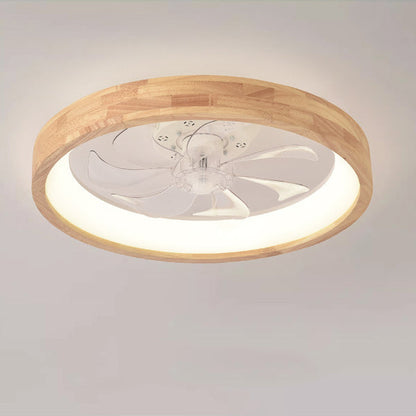 Wood Ceiling Fan with Light 20 Inch LED Fixture for Bedroom Living Room Quiet Modern Japanese Style Home Ventilation Lighting