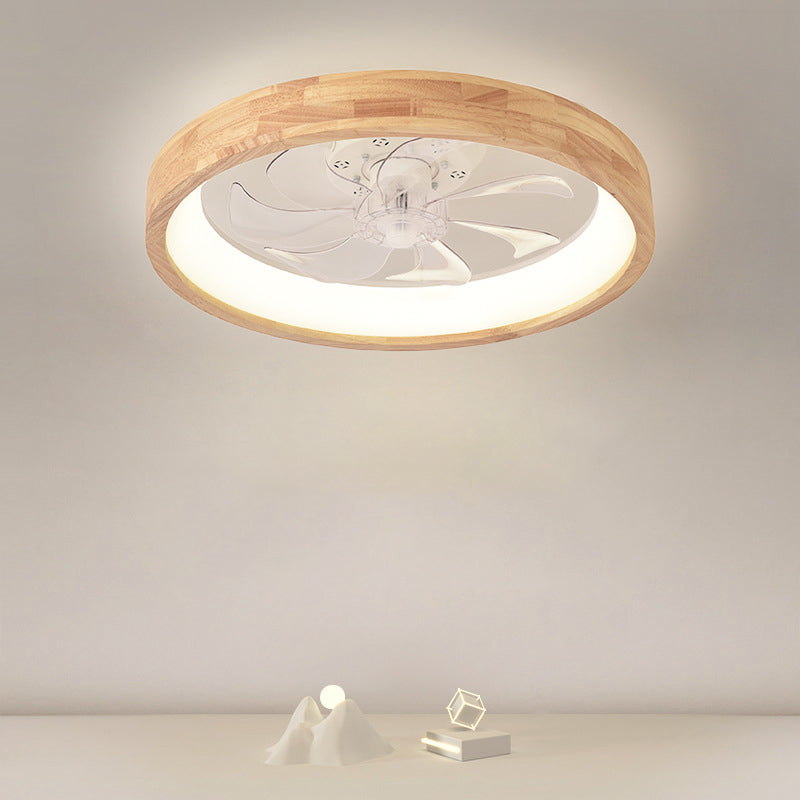 Wood Ceiling Fan with Light 20 Inch LED Fixture for Bedroom Living Room Quiet Modern Japanese Style Home Ventilation Lighting