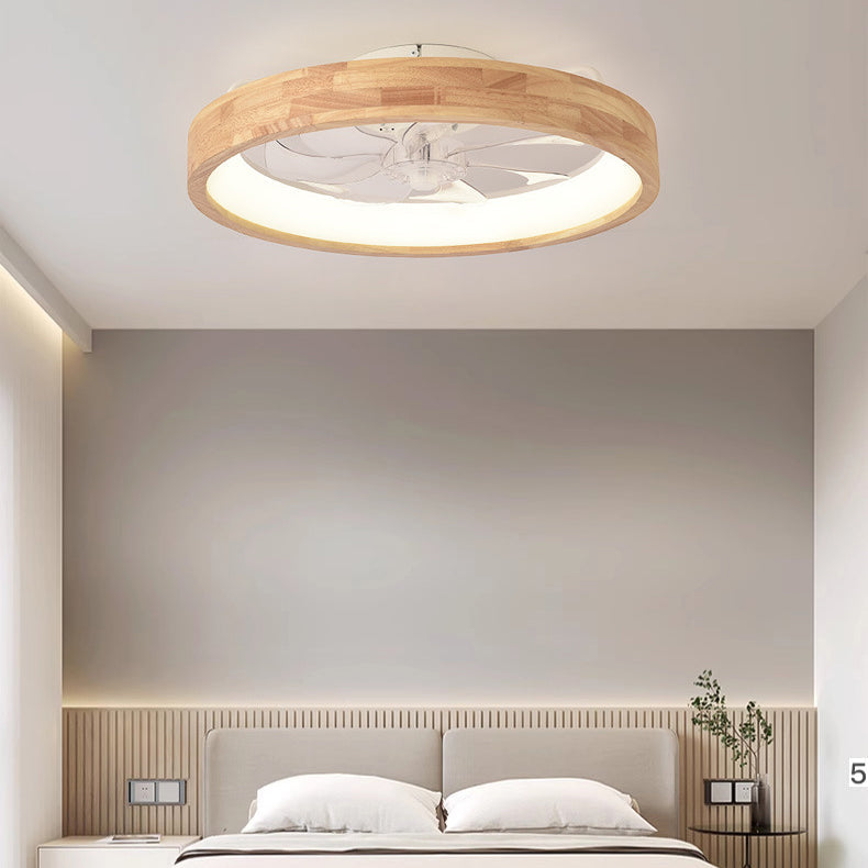 Wood Ceiling Fan with Light 20 Inch LED Fixture for Bedroom Living Room Quiet Modern Japanese Style Home Ventilation Lighting