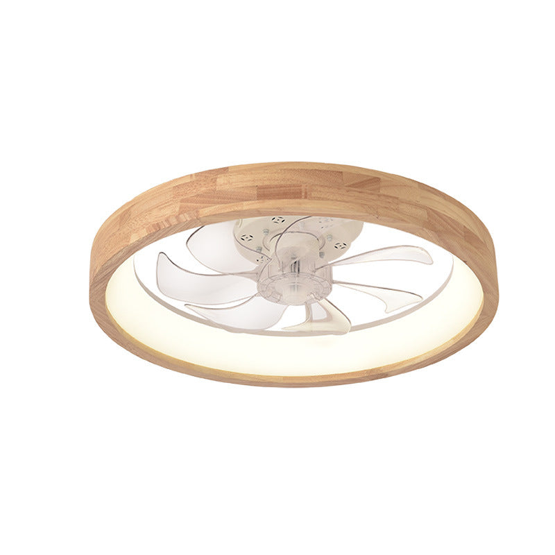 Ceiling Fan with Light 20 Inch Low Profile LED Fan Light Wood Finish Flush Mount for Bedroom Living Room Japanese Style Reversible Blades