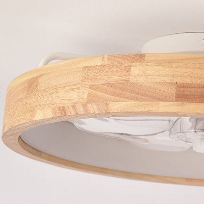 Wood Ceiling Fan with Light 20 Inch LED Fixture for Bedroom Living Room Quiet Modern Japanese Style Home Ventilation Lighting