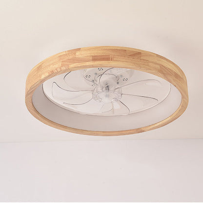 Wood Ceiling Fan with Light 20 Inch LED Fixture for Bedroom Living Room Quiet Modern Japanese Style Home Ventilation Lighting