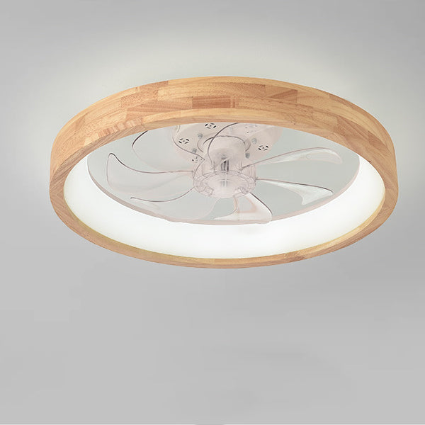 Wood Ceiling Fan with Light 20 Inch LED Fixture for Bedroom Living Room Quiet Modern Japanese Style Home Ventilation Lighting