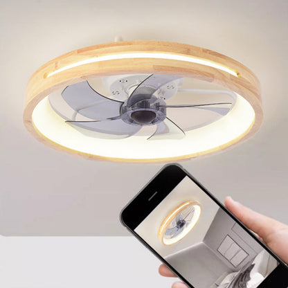 Wood Ceiling Fan with Light 20 Inch LED Fixture for Bedroom Living Room Quiet Modern Japanese Style Home Ventilation Lighting