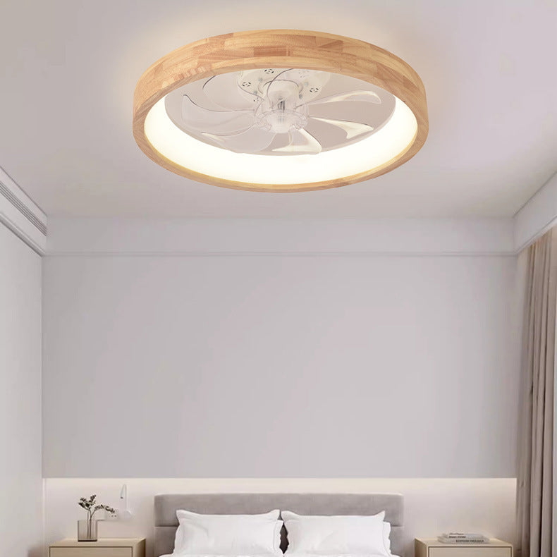 Wood Ceiling Fan with Light 20 Inch LED Fixture for Bedroom Living Room Quiet Modern Japanese Style Home Ventilation Lighting