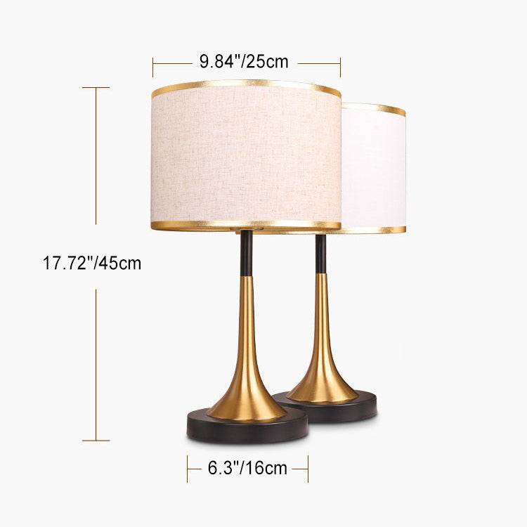 Retro Accent Lamp with Cloth Shade – Iron Body, Standard Base, 18 in Height – Perfect for Nightstand, Study, Den