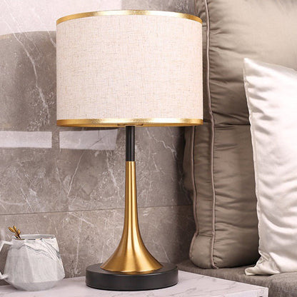 Retro Accent Lamp with Cloth Shade – Iron Body, Standard Base, 18 in Height – Perfect for Nightstand, Study, Den