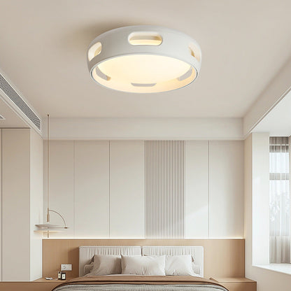Dimmable LED Flush Mount Fan Light with Remote Control 15 Inch White Acrylic Fixture for Bedroom Living Room Hallway Quiet Air Circulation L