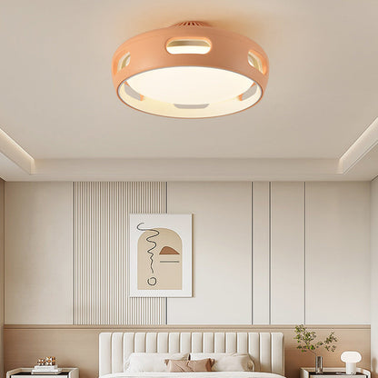 Dimmable LED Flush Mount Fan Light with Remote Control 15 Inch White Acrylic Fixture for Bedroom Living Room Hallway Quiet Air Circulation L